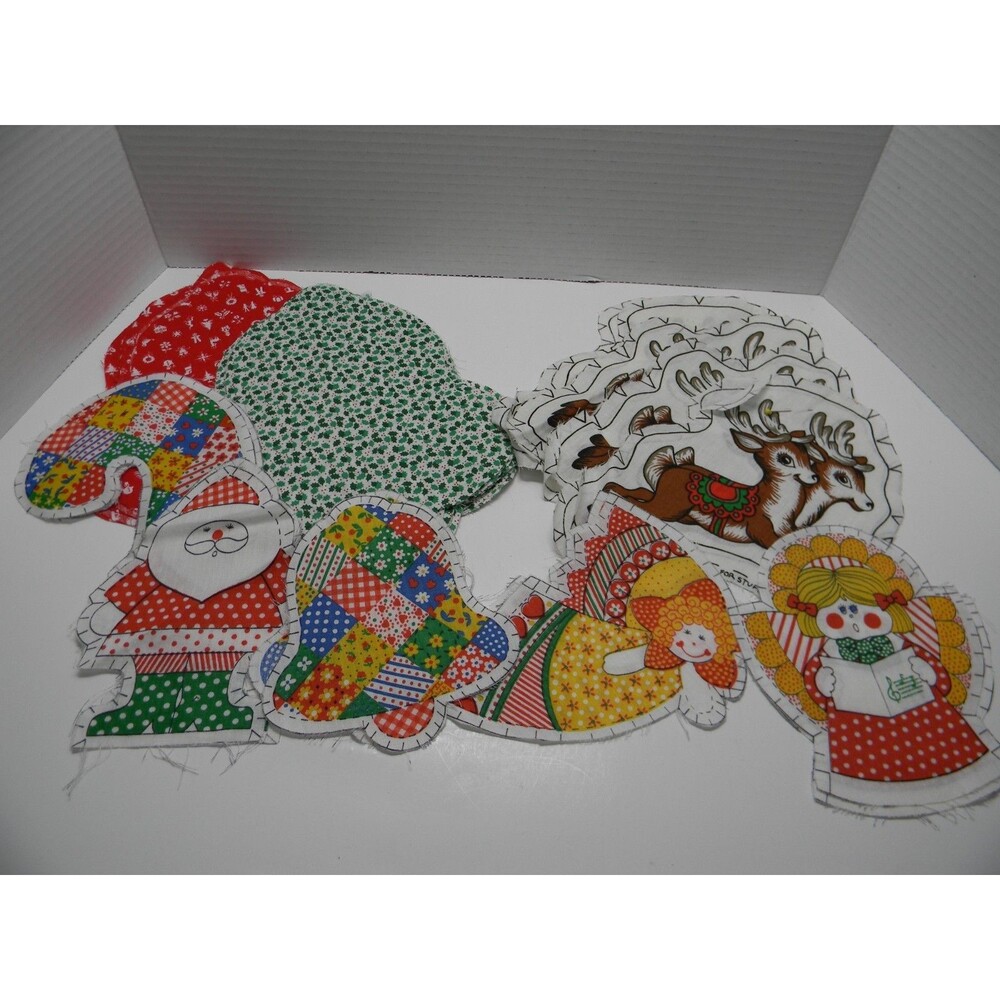Vintage Christmas Fabric Cut Outs for Stuffed Decor Lot Already Cut
